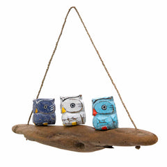 Set of Owls on Driftwood-Ornaments & Figurines-Siesta Crafts