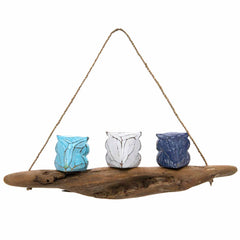Set of Owls on Driftwood-Ornaments & Figurines-Siesta Crafts