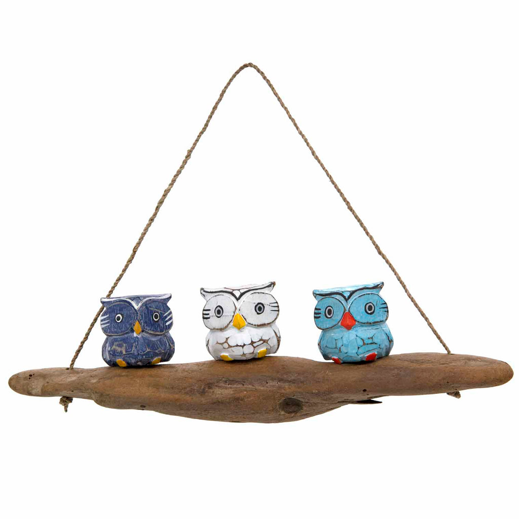 Set of Owls on Driftwood-Ornaments & Figurines-Siesta Crafts