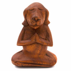 Meditating Dog Woodcarving-Ornaments & Figurines-Siesta Crafts