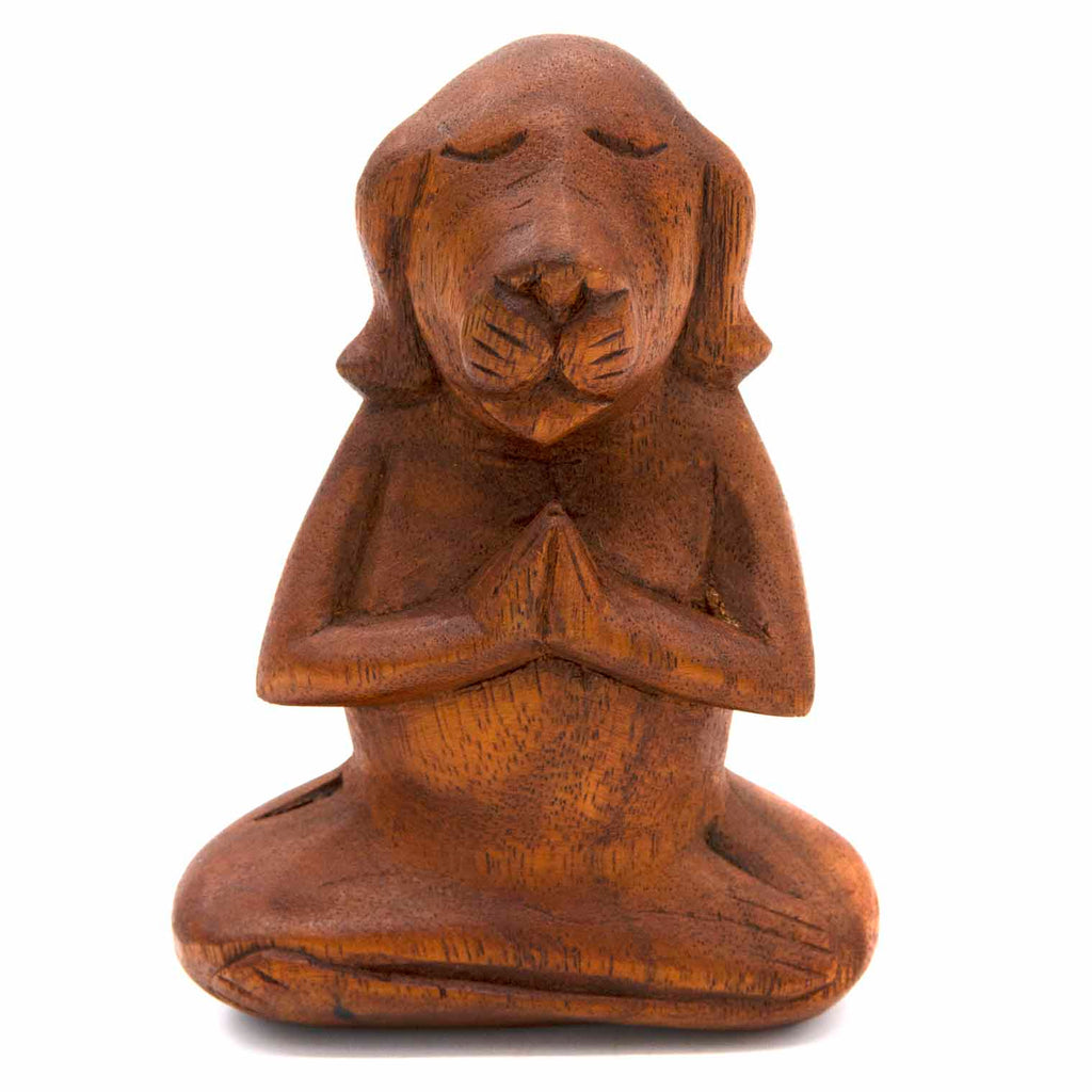Meditating Dog Woodcarving-Ornaments & Figurines-Siesta Crafts