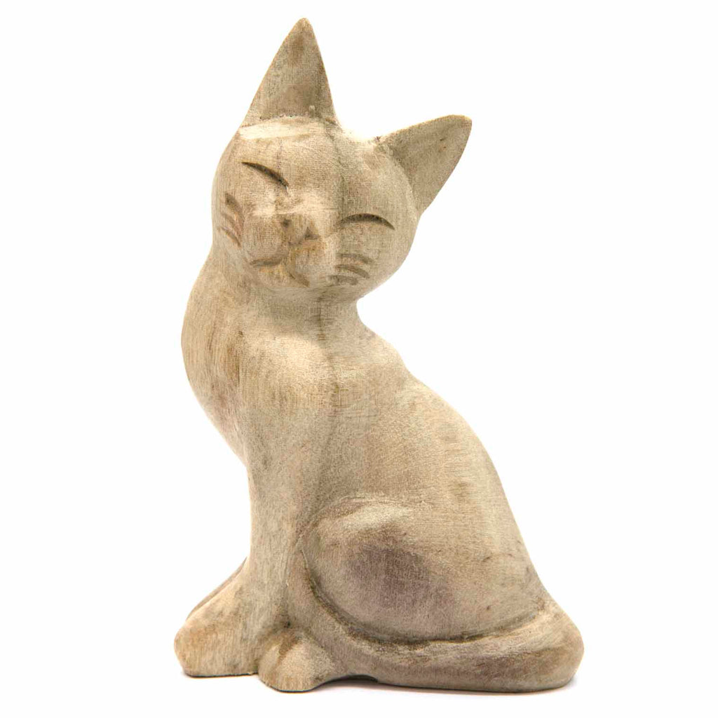 Sitting Cat Woodcarving-Ornaments & Figurines-Siesta Crafts