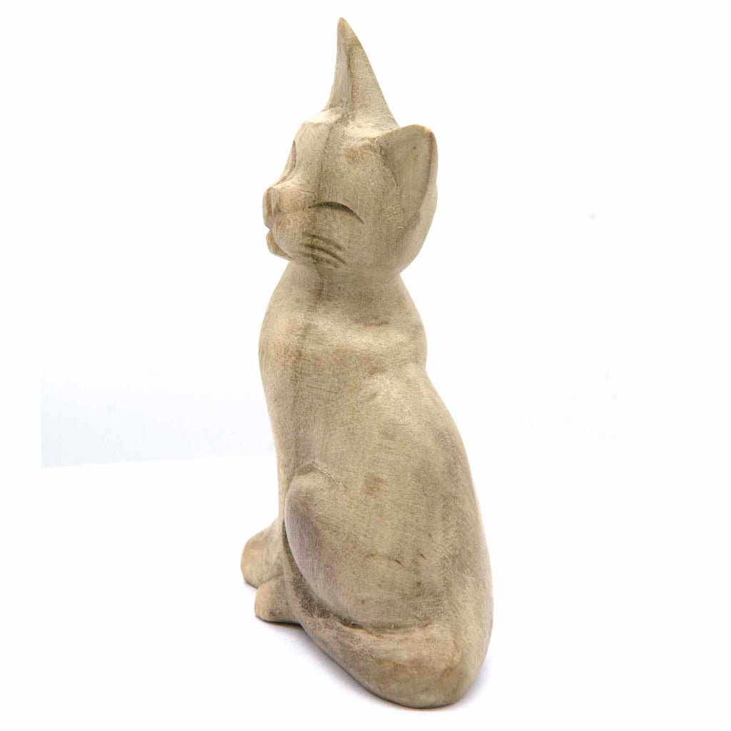 Sitting Cat Woodcarving-Ornaments & Figurines-Siesta Crafts