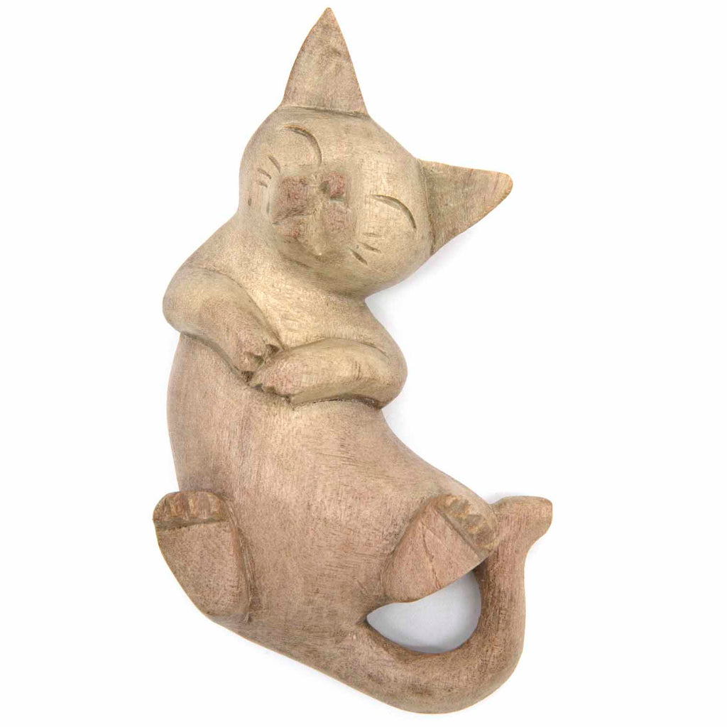 Playing Cat Woodcarving-Ornaments & Figurines-Siesta Crafts