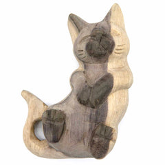 Playing Cat Woodcarving