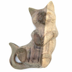 Playing Cat Woodcarving