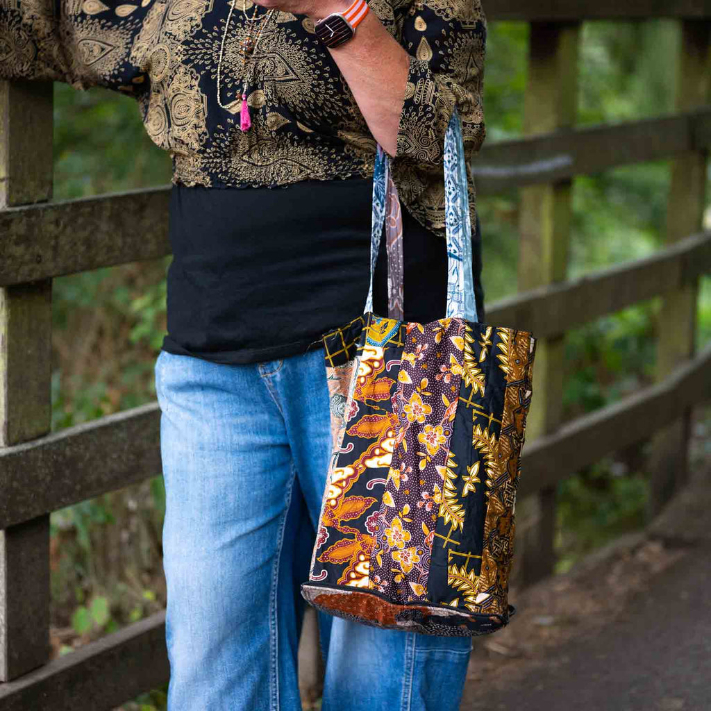 Patchwork Folding Shopper Bag-Bags & Purses-Siesta Crafts