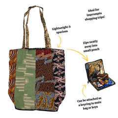 Patchwork Folding Shopper Bag-Bags & Purses-Siesta Crafts
