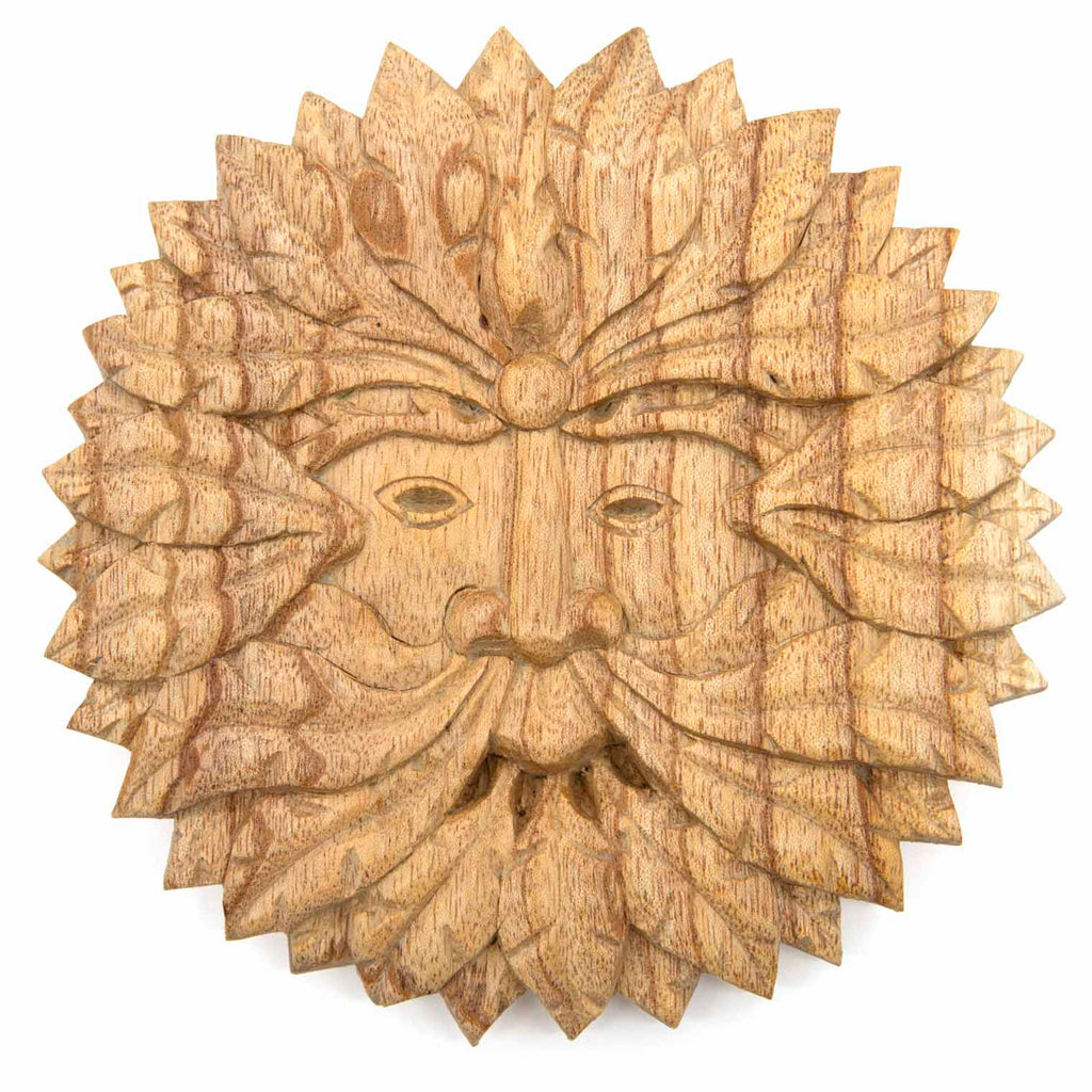 Green Man Carved Plaque-Ornaments & Figurines-Siesta Crafts