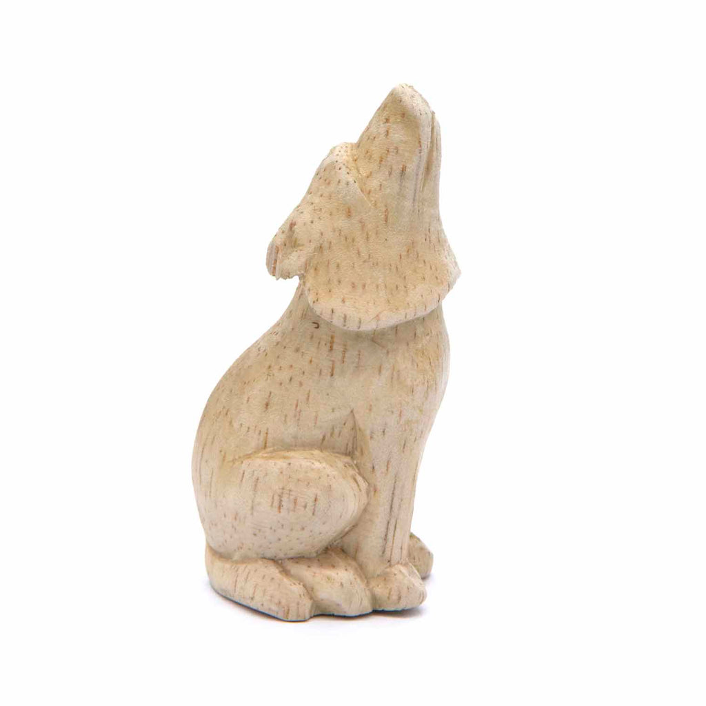 Mini Howling Wolf Woodcarving-Ornaments & Figurines-Siesta Crafts