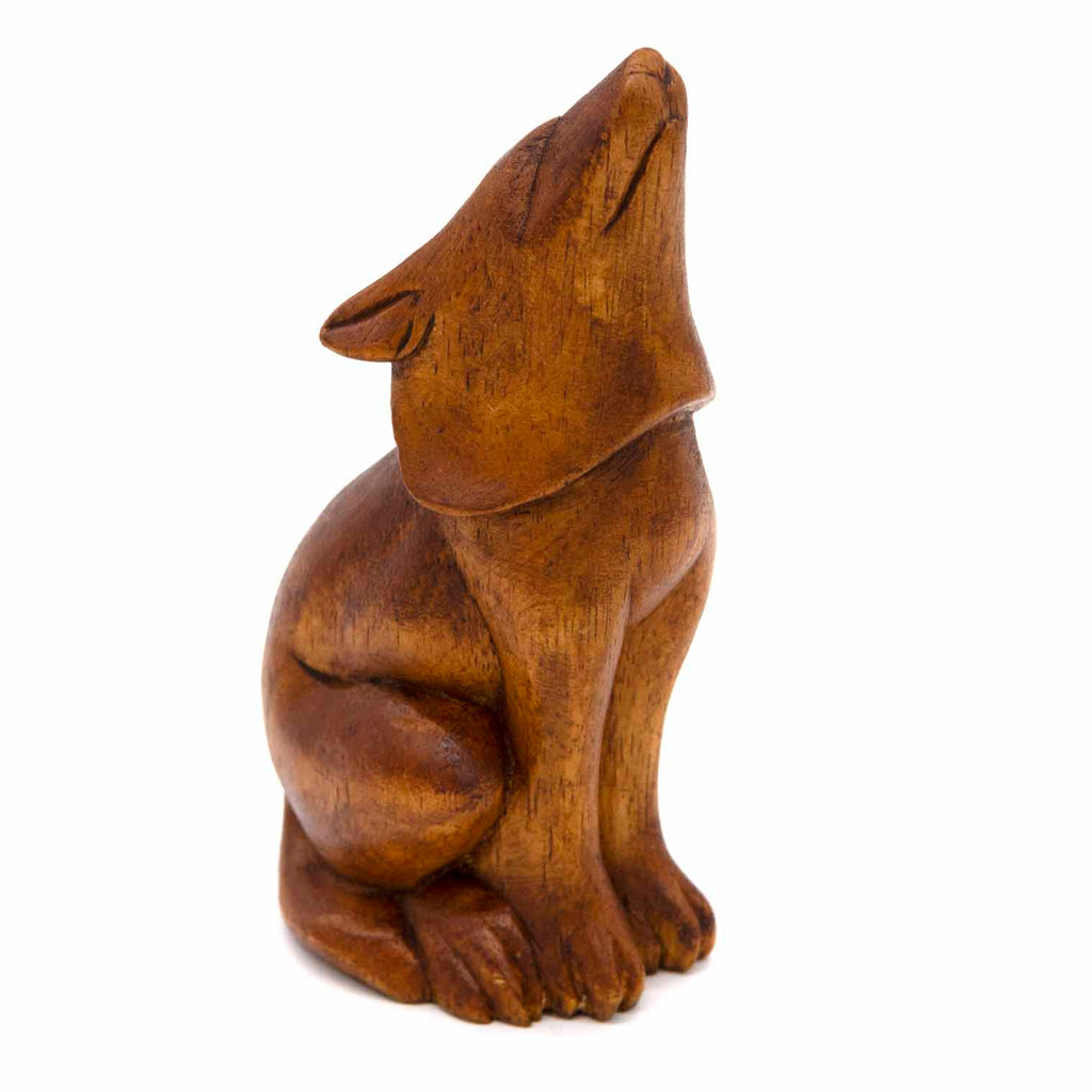 Howling Wolf Woodcarving Medium-Ornaments & Figurines-Siesta Crafts