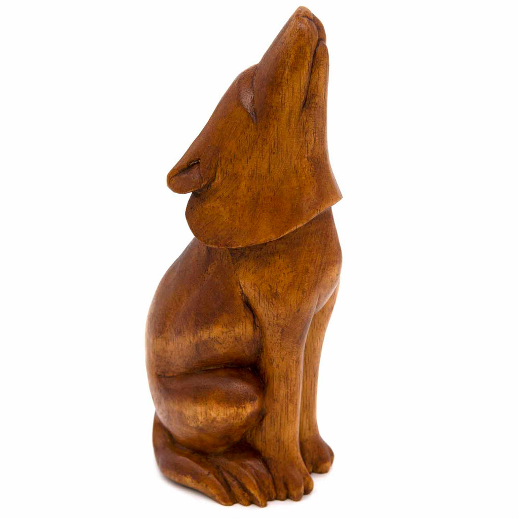 Howling Wolf Woodcarving Large-Ornaments & Figurines-Siesta Crafts