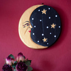 Black and Gold Moon Plaque-Home Décor-Siesta Crafts