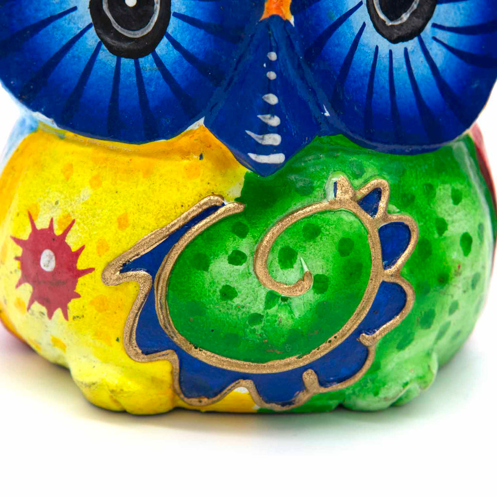 Psychedelic Trio of Owls Woodcarving-Ornaments & Figurines-Siesta Crafts