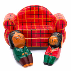 Dogs on a Sofa Woodcarving-Ornaments & Figurines-Siesta Crafts