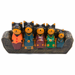 Cats on a Sofa Woodcarving-Ornaments & Figurines-Siesta Crafts