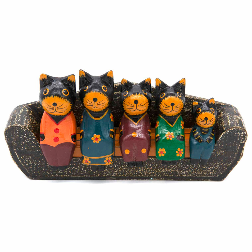 Cats on a Sofa Woodcarving-Ornaments & Figurines-Siesta Crafts