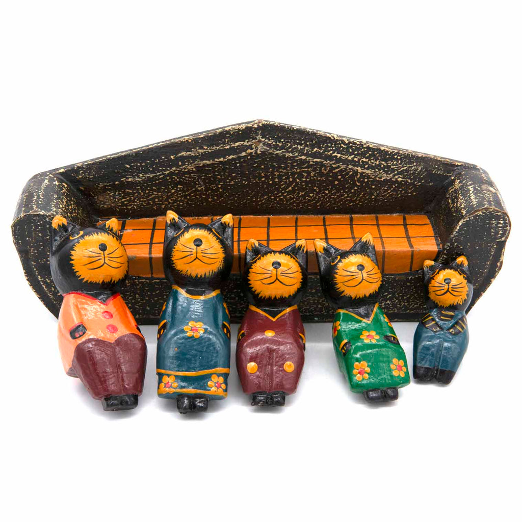 Cats on a Sofa Woodcarving-Ornaments & Figurines-Siesta Crafts