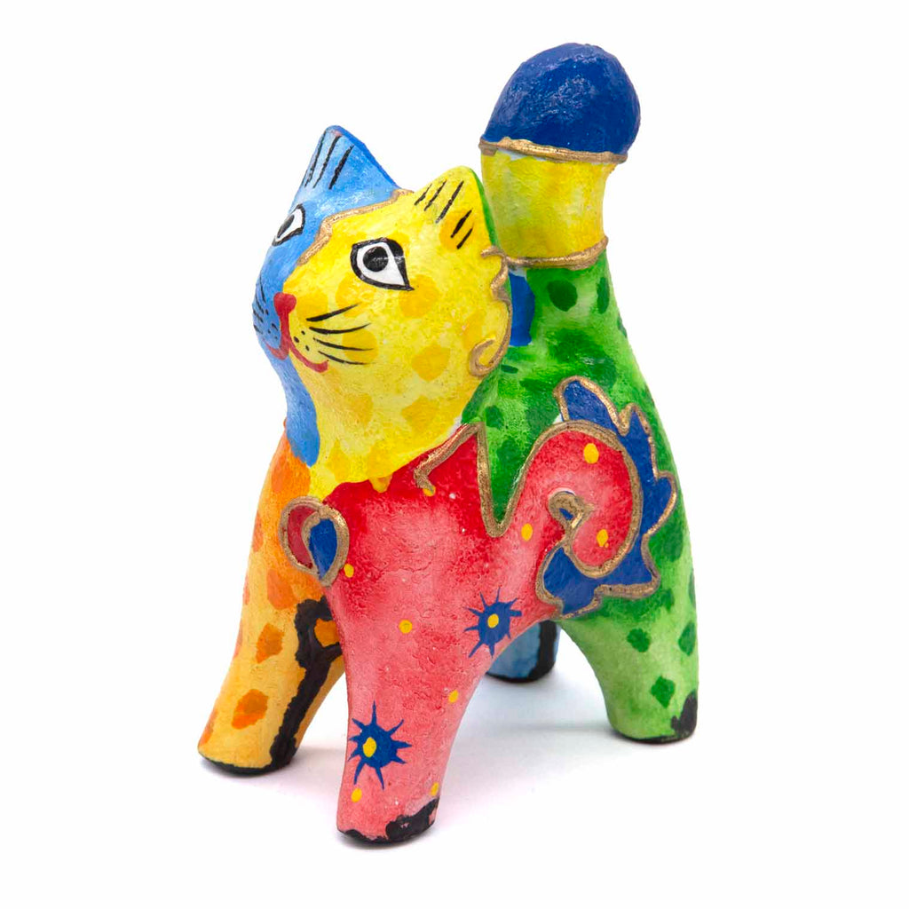Psychedelic Cat Woodcarving-Ornaments & Figurines-Siesta Crafts