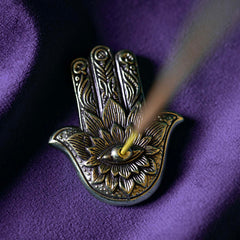 Hand of Fatima Brass Incense Holder-Incense Holders-Siesta Crafts