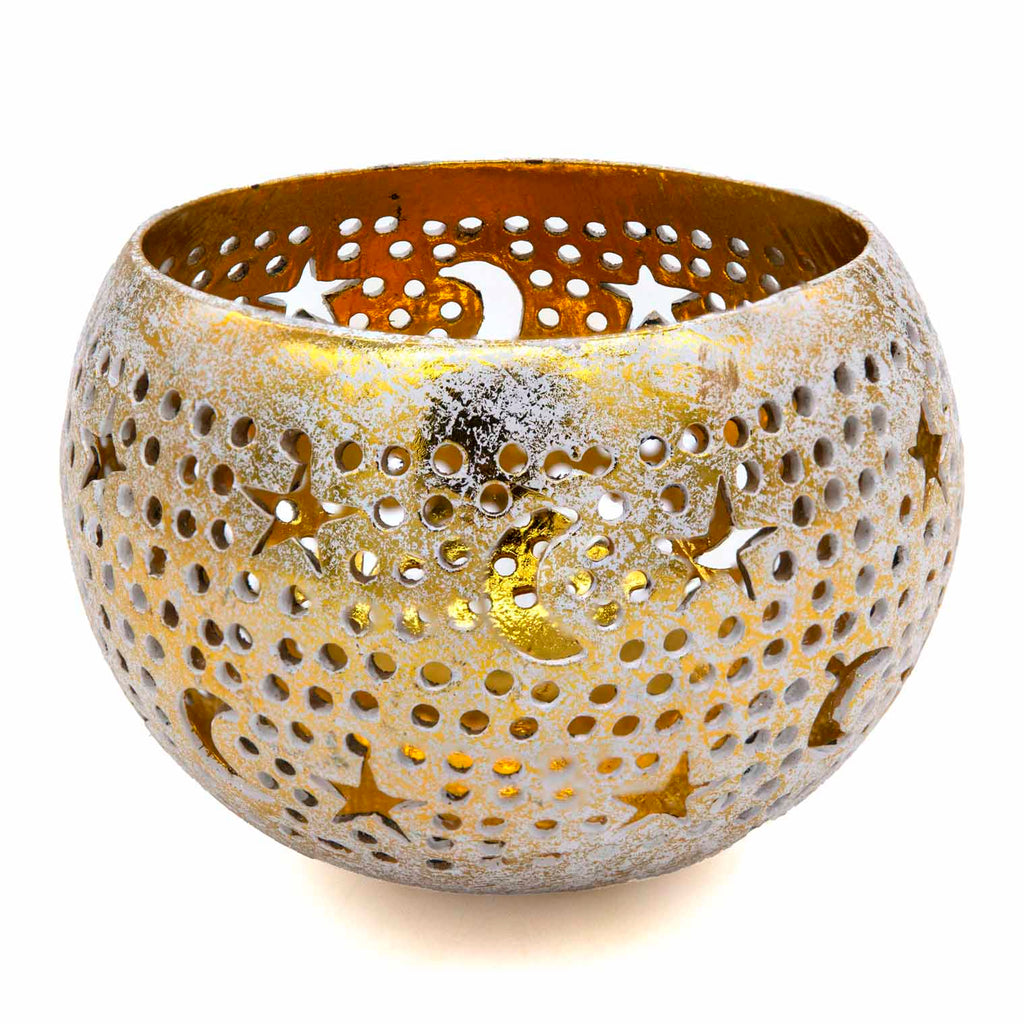 Golden Night Cut Out Coconut Bowl-Home Décor-Siesta Crafts