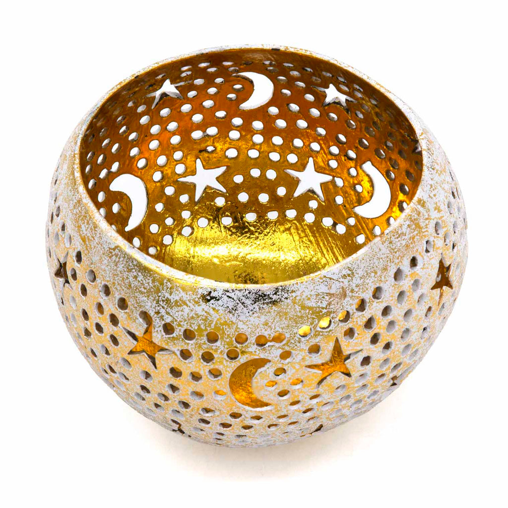 Golden Night Cut Out Coconut Bowl-Home Décor-Siesta Crafts