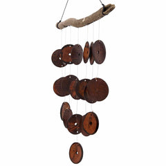 Driftwood Coconut Disc Windchime-Garden & Outdoors-Siesta Crafts