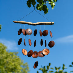Driftwood Coconut Disc Windchime-Garden & Outdoors-Siesta Crafts