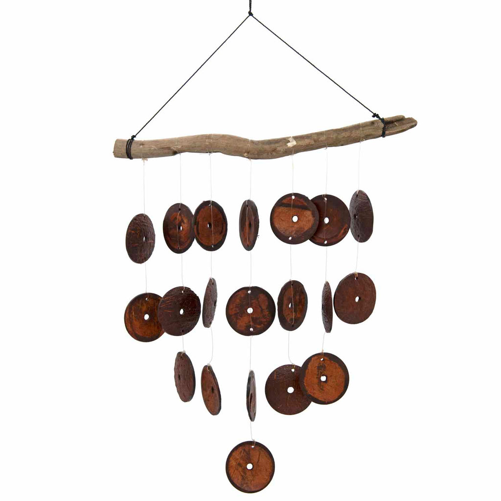 Driftwood Coconut Disc Windchime-Garden & Outdoors-Siesta Crafts