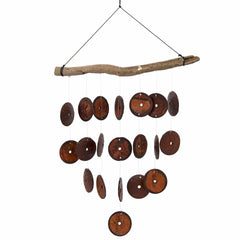 Driftwood Coconut Disc Windchime-Garden & Outdoors-Siesta Crafts