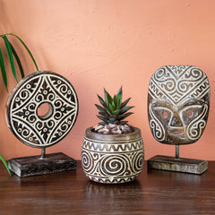 Tribal Hand Carved Mask on Stand-Ornaments & Figurines-Siesta Crafts