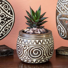 Tribal Style Hand Carved Pot