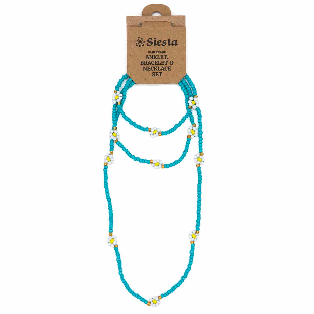 Daisy Beaded Jewellery Set-Necklaces & Pendants-Siesta Crafts