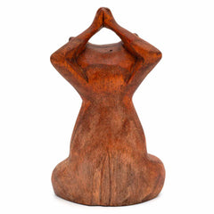 Meditating Tree Pose Cat Woodcarving-Ornaments & Figurines-Siesta Crafts