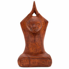Meditating Tree Pose Cat Woodcarving-Ornaments & Figurines-Siesta Crafts