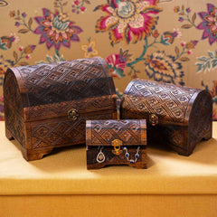 Set Of Three Wooden Chests-Storage & Organisation-Siesta Crafts
