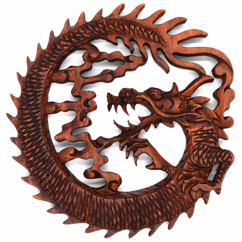 Carved Round Dragon Plaque-Home Décor-Siesta Crafts