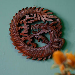 Carved Round Dragon Plaque-Home Décor-Siesta Crafts