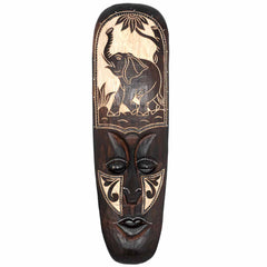 Mask With Elephant Carving 50cm-Home Décor-Siesta Crafts
