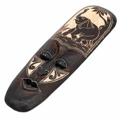 Mask With Elephant Carving 50cm-Home Décor-Siesta Crafts