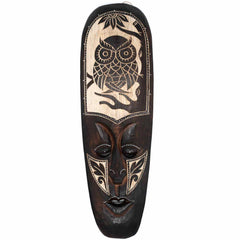Mask With Owl Carving 50cm-Home Décor-Siesta Crafts