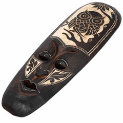 Mask With Owl Carving 50cm-Home Décor-Siesta Crafts