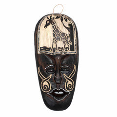 Mask With Giraffe Carving 30cm-Home Décor-Siesta Crafts