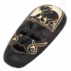 Mask With Elephant Carving 30cm-Home Décor-Siesta Crafts