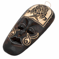 Mask With Owl Carving 30cm-Home Décor-Siesta Crafts