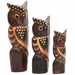 Set of Three Owls on a Branch-Ornaments & Figurines-Siesta Crafts