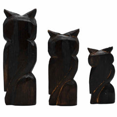 Set of Three Owls on a Branch - White-Ornaments & Figurines-Siesta Crafts