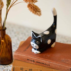 Black Cat with White Spots-Ornaments & Figurines-Siesta Crafts