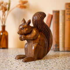 Large Squirrel Woodcarving-Ornaments & Figurines-Siesta Crafts