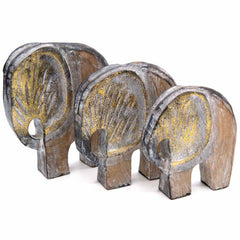 Set of Three Carved Elephants-Ornaments & Figurines-Siesta Crafts
